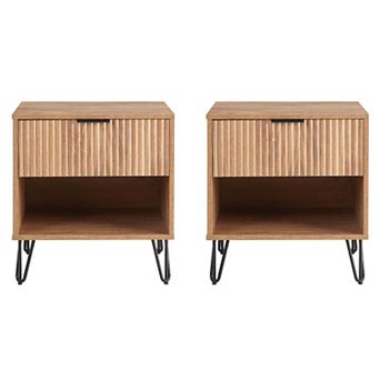 MANHATTAN COMFORT Dumbo Modern 1-Drawer Nightstand 2 pc Set