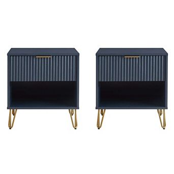 MANHATTAN COMFORT Dumbo Modern 1-Drawer Nightstand 2 pc Set