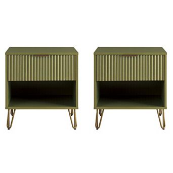 MANHATTAN COMFORT Dumbo Modern 1-Drawer Nightstand 2 pc Set