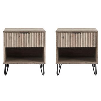 MANHATTAN COMFORT Dumbo Modern 1-Drawer Nightstand 2 pc Set