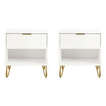 MANHATTAN COMFORT Dumbo Modern 1-Drawer Nightstand 2 pc Set