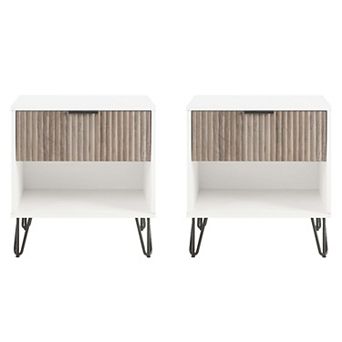 MANHATTAN COMFORT Dumbo Modern 1-Drawer Nightstand 2 pc Set
