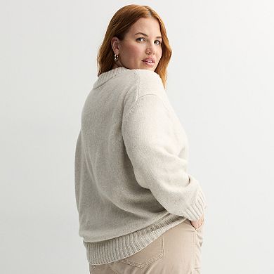Plus Size Sonoma Goods For Life® Cozy Crew Neck Pullover Sweater