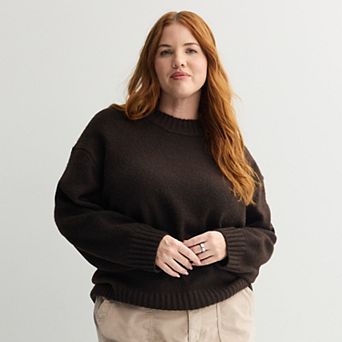 Plus Size Sonoma Goods For Life® Cozy Crew Neck Pullover Sweater