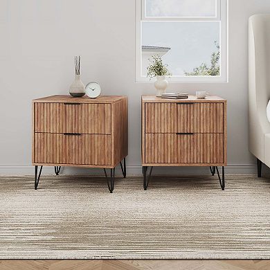 MANHATTAN COMFORT Dumbo Modern 2-Drawer Nightstand 2-piece Set