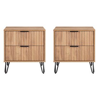 MANHATTAN COMFORT Dumbo Modern 2-Drawer Nightstand 2 pc Set