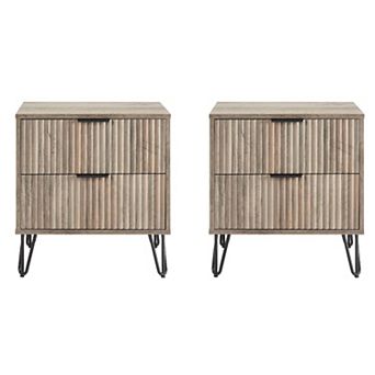 MANHATTAN COMFORT Dumbo Modern 2-Drawer Nightstand 2 pc Set