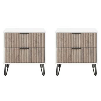 MANHATTAN COMFORT Dumbo Modern 2-Drawer Nightstand 2 pc Set