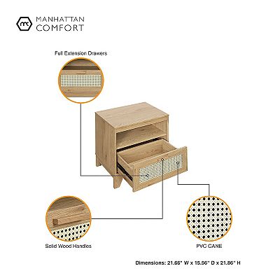 MANHATTAN COMFORT Sheridan Modern Cane Nightstand 2-piece Set