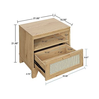 MANHATTAN COMFORT Sheridan Modern Cane Nightstand 2-piece Set