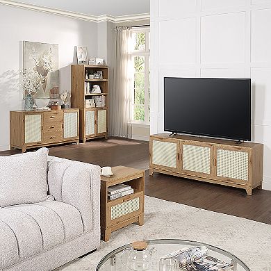 MANHATTAN COMFORT Sheridan Modern Cane Nightstand 2-piece Set