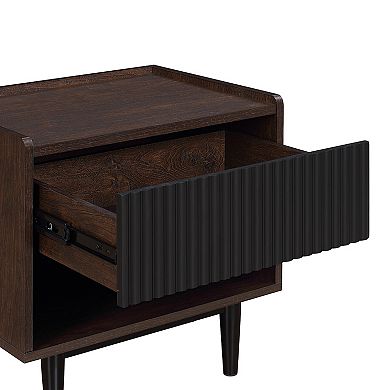 MANHATTAN COMFORT Duane Modern 1-Drawer Ribbed Nightstand