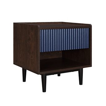 MANHATTAN COMFORT Duane Modern 1-Drawer Ribbed Nightstand