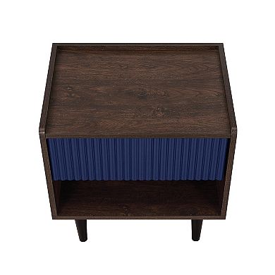 MANHATTAN COMFORT 2-Piece Duane Modern 1-Drawer Ribbed Nightstand Set