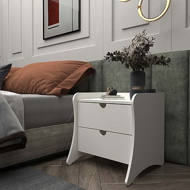 MANHATTAN COMFORT Coney Mid-Century Modern 2-Drawer Nightstand