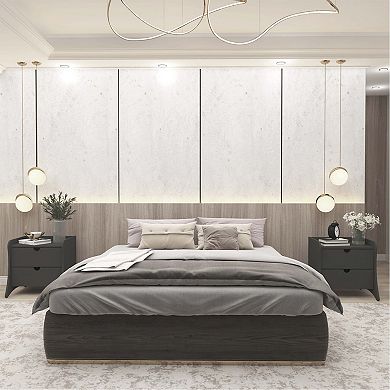 MANHATTAN COMFORT Coney Mid-Century Modern 2-Drawer Nightstand 2-piece Set