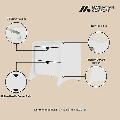 MANHATTAN COMFORT Coney Mid-Century Modern 2-Drawer Nightstand 2-piece Set
