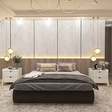 MANHATTAN COMFORT Coney Mid-Century Modern 2-Drawer Nightstand 2-piece Set