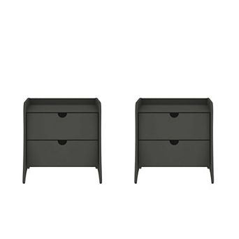 MANHATTAN COMFORT Coney Mid-Century Modern 2-Drawer Nightstand 2 pc Set