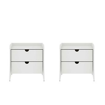 MANHATTAN COMFORT Coney Mid-Century Modern 2-Drawer Nightstand 2 pc Set