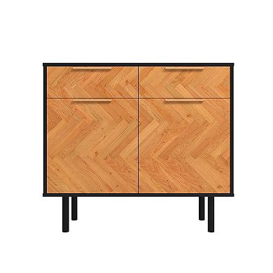 MANHATTAN COMFORT Liam Mid-Century Modern 4-Shelf Sideboard