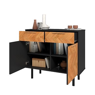 MANHATTAN COMFORT Liam Mid-Century Modern 4-Shelf Sideboard
