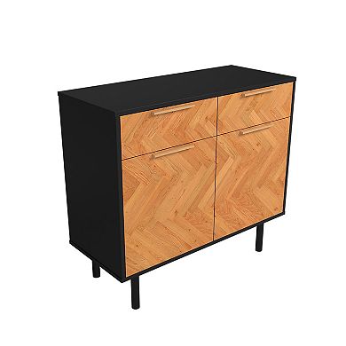 MANHATTAN COMFORT Liam Mid-Century Modern 4-Shelf Sideboard