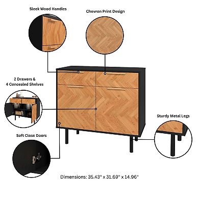 MANHATTAN COMFORT Liam Mid-Century Modern 4-Shelf Sideboard