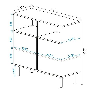 MANHATTAN COMFORT Retro Mid-Century Modern 6-Shelf Sideboard