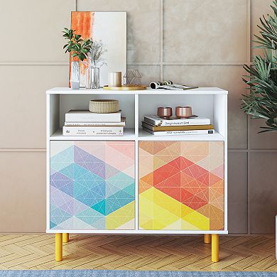 MANHATTAN COMFORT Retro Mid-Century Modern 6-Shelf Sideboard
