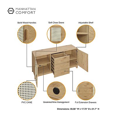 MANHATTAN COMFORT Sheridan Modern Cane Sideboard