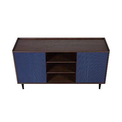 MANHATTAN COMFORT Duane Modern 7-Shelf Ribbed Sideboard