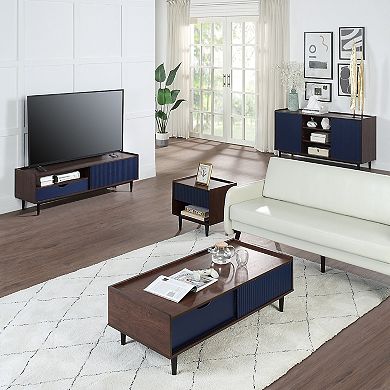 MANHATTAN COMFORT Duane Modern 7-Shelf Ribbed Sideboard