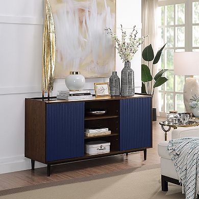 MANHATTAN COMFORT Duane Modern 7-Shelf Ribbed Sideboard