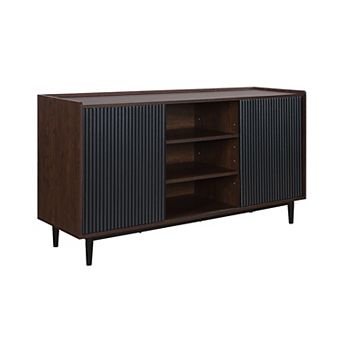 MANHATTAN COMFORT Duane Modern 7-Shelf Ribbed Sideboard
