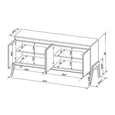 MANHATTAN COMFORT Gales 63.32" Mid-Century Modern 4-Shelf Sideboard