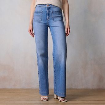 Petite LC Lauren Conrad Super High Rise Wide Leg Denim Trousers