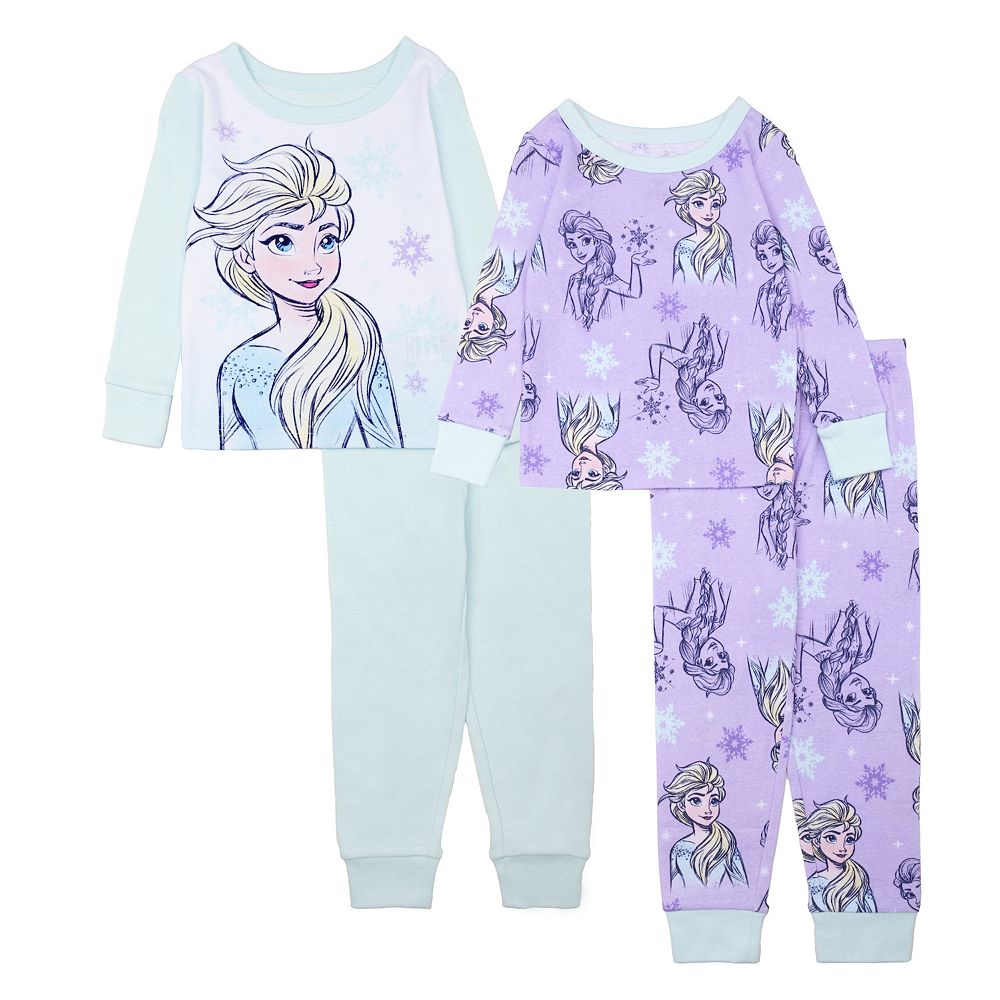 Disney's Frozen Elsa Toddler Girl 4-Piece Pajama Top & Pajama Bottoms Set