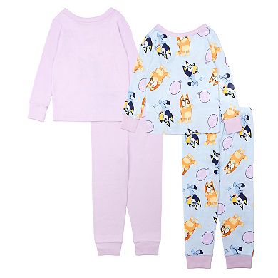 Toddler Girl Bluey 4-Piece Pajama Top & Pajama Bottoms Set