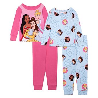 Disney Princess Moana, Belle & Cinderella Toddler Girl 4 pc Pajama Top & Pajama Bottoms Set