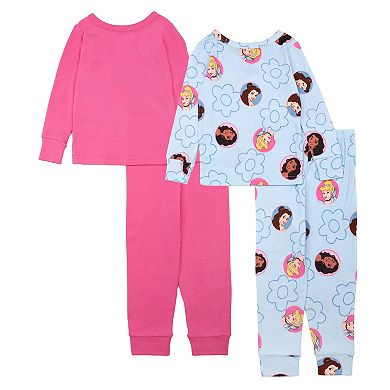 Disney Princess Moana, Belle & Cinderella Toddler Girl 4-Piece Pajama Top & Pajama Bottoms Set