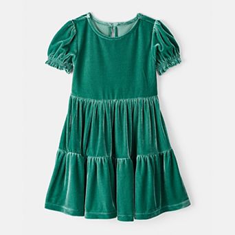 Baby Girl Carter's Velour Puff Sleeve Dress