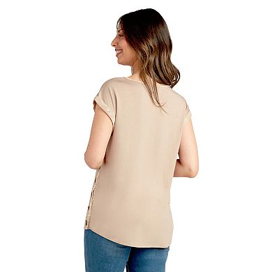 Women's Apt. 9® Dolman Sleeve Button-Side Knit-to-Woven Top