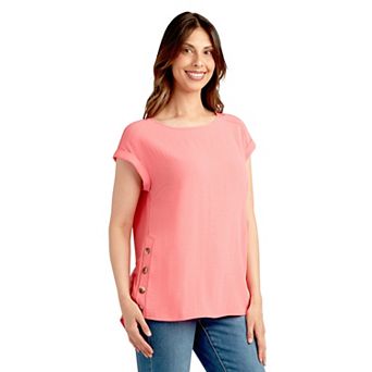 Women's Apt. 9® Dolman Sleeve Button-Side Knit-to-Woven Top