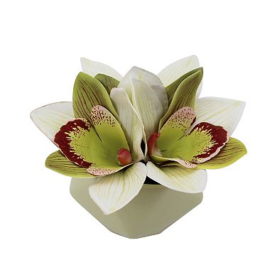 Everyday Decor Artificial Mini White Orchid in Pot Table Decor