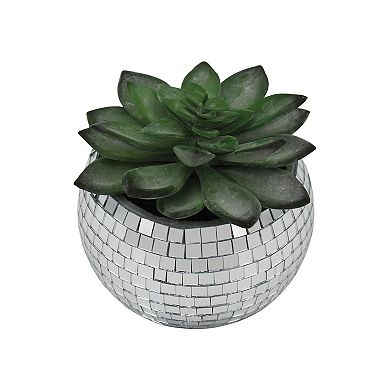 Everyday Decor Single Artificial Succulent in Disco Vase Table Decor