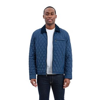 Men's London Fog Quilted Jacket With Corduroy Collar