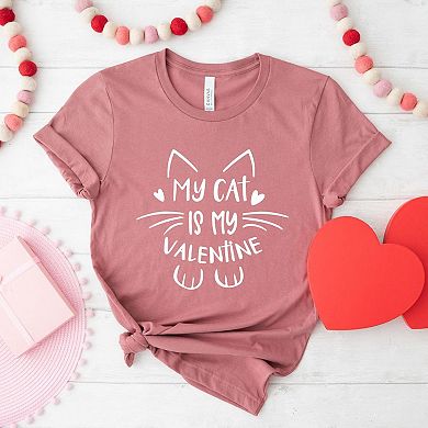My Cat Is My Valentine Short Sleeve Graphic Tee