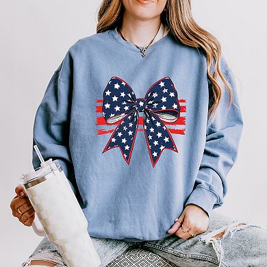 Coquette Patriotic Bow - Women's Lightweight Garment Dyed Sweatshirt