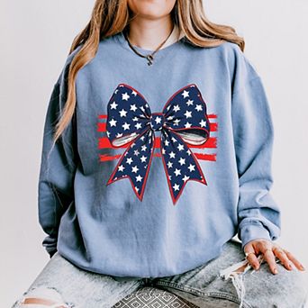 Coquette Patriotic Bow - Women's Lightweight Garment Dyed Sweatshirt